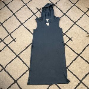 Pact Women’s Hooded Dress Sleeveless Gray/Blue XL NWT